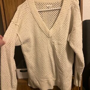 Aerie Cream V-Neck Sweater